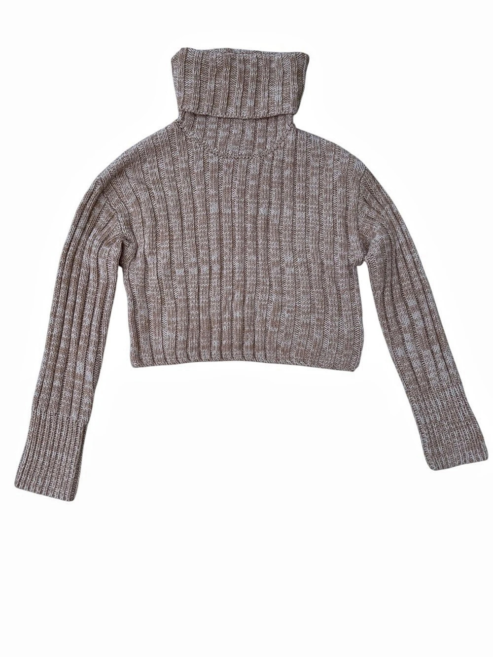 Urban Outfitters Ribbed Turtleneck Sweater Brown Cream Size XS
